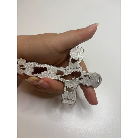 SILVER METAL Crucifix with Grapes and Branches CROSS Made in Cecchini WALL DECOR - Picture 4 of 7